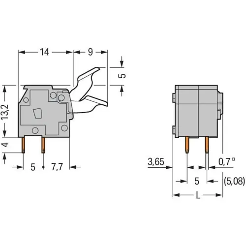 Online Kaufen Leiterplattenklemme, 10-polig, RM 5 mm, 0,08-2,5 mm², 24 A, Käfigklemme, grau, 255-410/333-000