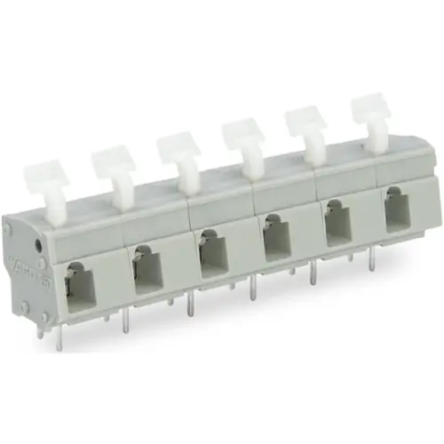 Neue Ware Leiterplattenklemme, 2-polig, RM 10 mm, 0,08-2,5 mm², 24 A, Käfigklemme, grau, 257-652