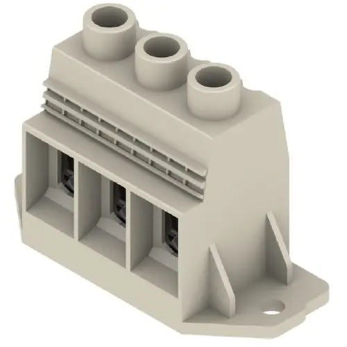Abverkauf Leiterplattenklemme, 3-polig, RM 15 mm, 0,5-50 mm², 127 A, Schraubanschluss, kieselgrau, 1047380000