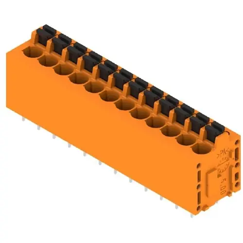 Leiterplattenklemme, 12-polig, RM 5 mm, 0,12-2,5 mm², 20 A, Federklemmanschluss, orange, 1330290000 Schnäppchen