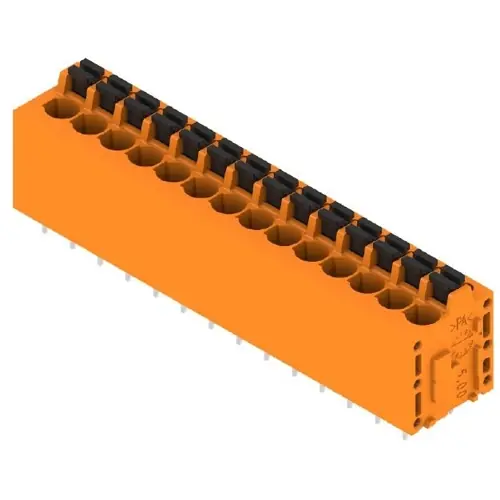 Abverkauf Leiterplattenklemme, 14-polig, RM 5 mm, 0,12-2,5 mm², 20 A, Federklemmanschluss, orange, 1330310000