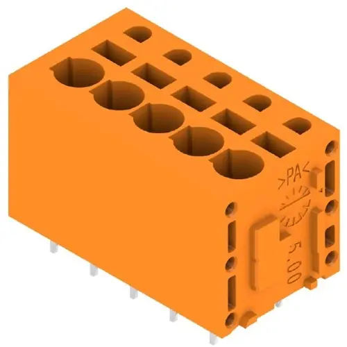 Markenprodukt Leiterplattenklemme, 5-polig, RM 5 mm, 0,12-2,5 mm², 20 A, Federklemmanschluss, orange, 1330470000