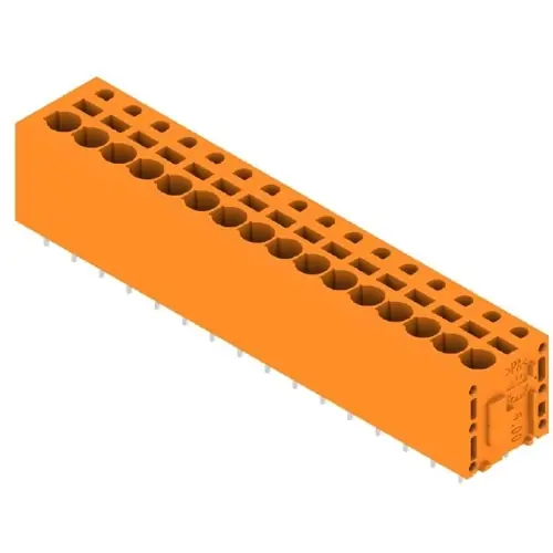 Leiterplattenklemme, 16-polig, RM 5 mm, 0,12-2,5 mm², 20 A, Federklemmanschluss, orange, 1330610000 Echt