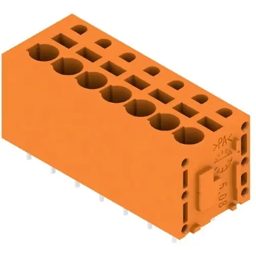 Leiterplattenklemme, 7-polig, RM 5.08 mm, 0,12-2,5 mm², 20 A, Federklemmanschluss, orange, 1331490000 Geprüft