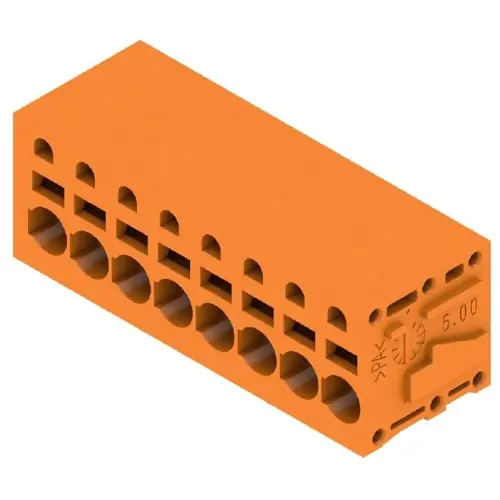 Abverkauf Leiterplattenklemme, 8-polig, RM 5 mm, 0,12-2,5 mm², 20 A, Federklemmanschluss, orange, 1332030000