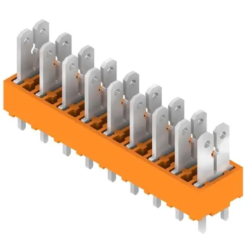 Super-Preis Leiterplattenklemme, 9-polig, RM 5 mm, 0,2-2,5 mm², 15 A, Flachstecker, orange, 9500480000