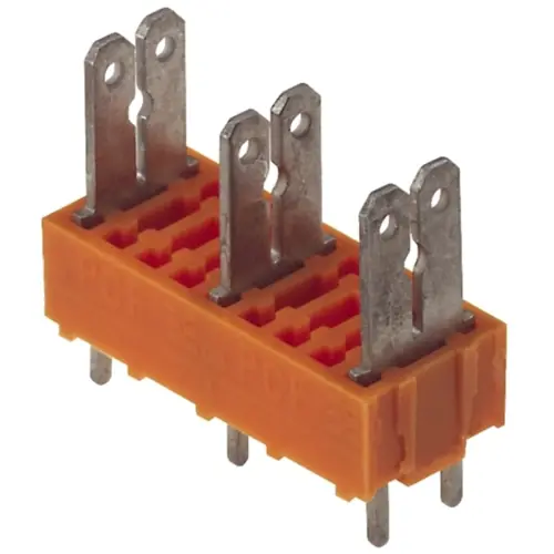 Zertifiziert Leiterplattenklemme, 7-polig, RM 10 mm, 0,2-2,5 mm², 15 A, Flachstecker, orange, 9500810000