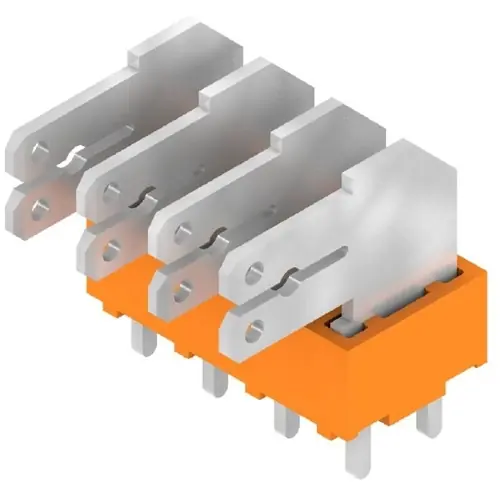 Geprüft Leiterplattenklemme, 4-polig, RM 5 mm, 0,2-2,5 mm², 15 A, Flachstecker, orange, 9511430000