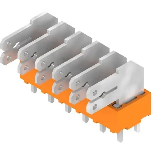 Kracherpreis Leiterplattenklemme, 6-polig, RM 5 mm, 0,2-2,5 mm², 15 A, Flachstecker, orange, 9511450000