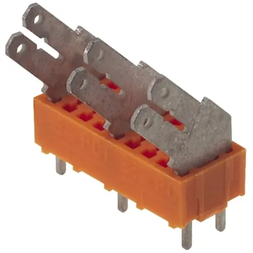 Zertifiziert Leiterplattenklemme, 10-polig, RM 10 mm, 0,2-2,5 mm², 15 A, Flachstecker, orange, 9512170000