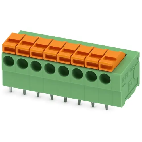 Leiterplattenklemme, 8-polig, RM 3.81 mm, 0,14-1,0 mm², 12 A, Federklemmanschluss, grün, 1992159 Zertifiziert