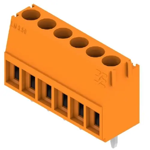 Günstig Leiterplattenklemme, 6-polig, RM 3.5 mm, 0,08-2,08 mm², 10 A, Schraubanschluss, orange, 1845050000