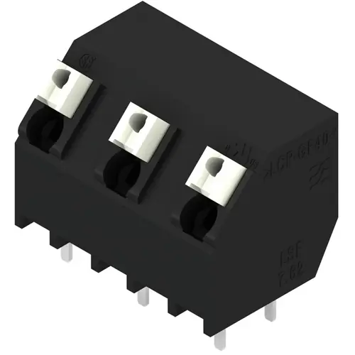 Leiterplattenklemme, 3-polig, RM 7.62 mm, 0,13-1,5 mm², 12 A, Federklemmanschluss, schwarz, 1887170000 Highlight