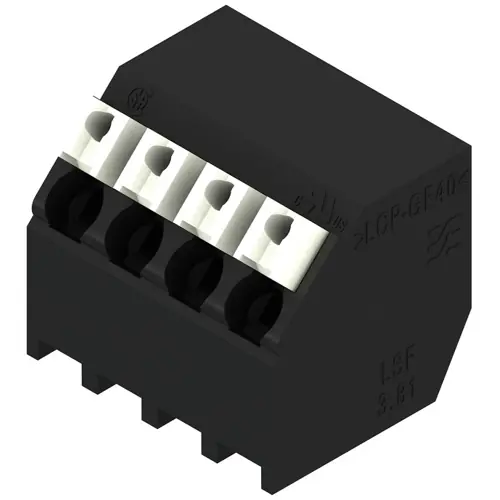 Ausverkauf Leiterplattenklemme, 4-polig, RM 3.81 mm, 0,13-1,5 mm², 12 A, Federklemmanschluss, schwarz, 1888470000