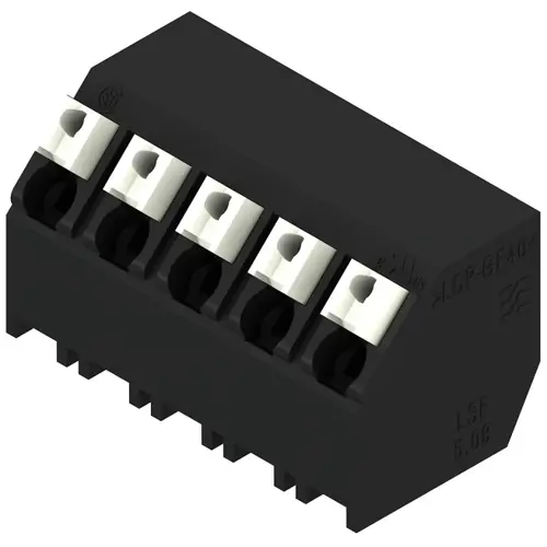 Beliebt Leiterplattenklemme, 5-polig, RM 5.08 mm, 0,13-1,5 mm², 12 A, Federklemmanschluss, schwarz, 1888740000
