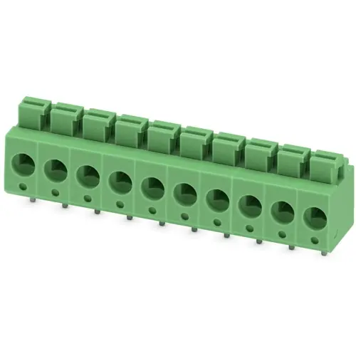 Schneller Versand Leiterplattenklemme, 10-polig, RM 5 mm, 0,14-2,5 mm², 16 A, Federklemmanschluss, grün, 1792944