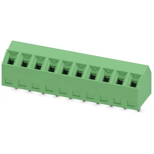 Leiterplattenklemme, 10-polig, RM 3.81 mm, 0,14-1,5 mm², 10 A, Schraubanschluss, grün, 1728365 Top-Seller