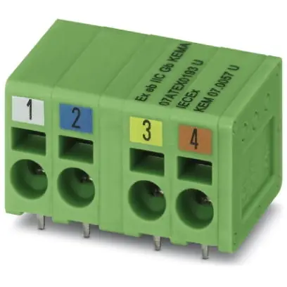 Leiterplattenklemme, 4-polig, RM 5 mm, 0,2-4,0 mm², 23 A, Federklemmanschluss, grün, 1034522 Highlight