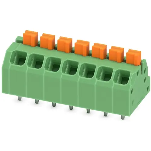Abverkauf Leiterplattenklemme, 7-polig, RM 3.5 mm, 0,2-1,5 mm², 16 A, Federklemmanschluss, grün, 1862097