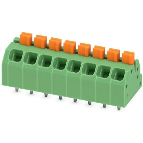 Ausverkauf Leiterplattenklemme, 8-polig, RM 3.5 mm, 0,2-1,5 mm², 16 A, Federklemmanschluss, grün, 1862107