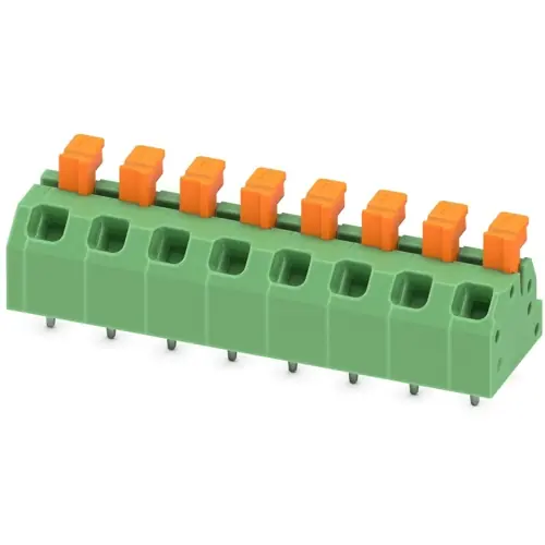 Leiterplattenklemme, 8-polig, RM 5 mm, 0,2-0,75 mm², 13.5 A, Federklemmanschluss, grün, 1864493 Preiswert