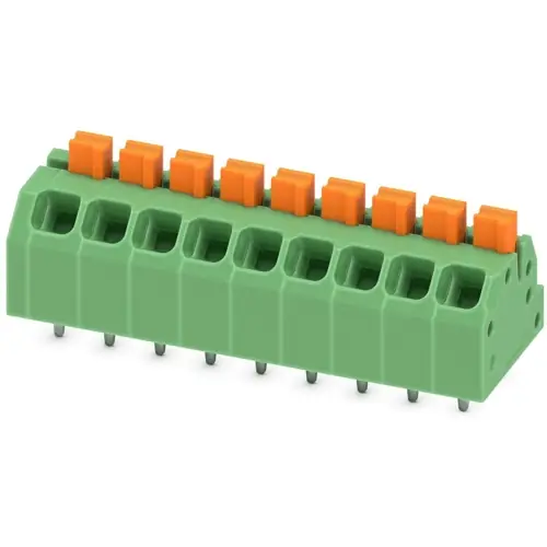 Leiterplattenklemme, 9-polig, RM 3.5 mm, 0,2-1,5 mm², 16 A, Federklemmanschluss, grün, 1862110 Jetzt Bestellen