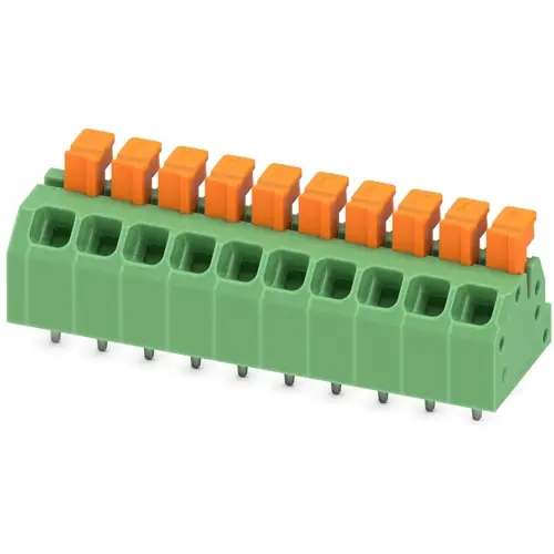 Begrenztes Angebot Leiterplattenklemme, 10-polig, RM 3.5 mm, 0,2-0,75 mm², 13.5 A, Federklemmanschluss, grün, 1864367