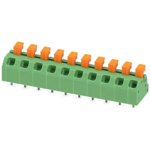Leiterplattenklemme, 10-polig, RM 5 mm, 0,2-0,75 mm², 13.5 A, Federklemmanschluss, grün, 1864516 Highlight