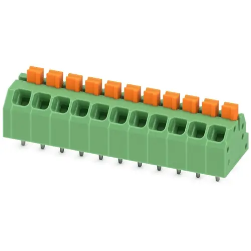 Ausverkauf Leiterplattenklemme, 11-polig, RM 3.5 mm, 0,2-1,5 mm², 16 A, Federklemmanschluss, grün, 1862136