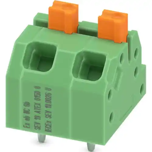 Jetzt Bestellen Leiterplattenklemme, 2-polig, RM 5 mm, 0,2-1,5 mm², 16 A, Push-in Federanschluss, grün, 1071045