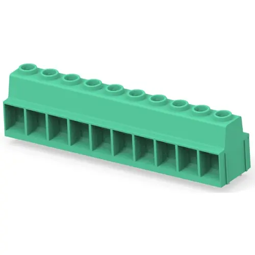 Ausverkauf Leiterplattenklemme, 10-polig, RM 15 mm, 0,5-41 mm², 130 A, Schraubanschluss, grün, 1-1986713-0