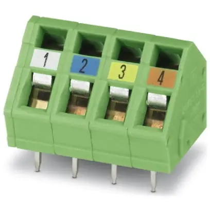 Sofort Bestellen Leiterplattenklemme, 4-polig, RM 5 mm, 0,2-2,5 mm², 16 A, Federklemmanschluss, grün, 1033604
