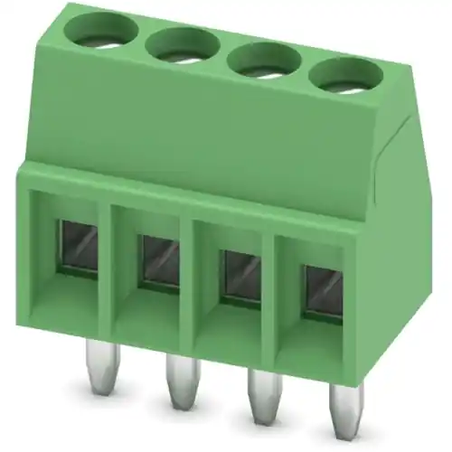 Markenprodukt Leiterplattenklemme, 4-polig, RM 2.54 mm, 0,14-0,5 mm², 6 A, Schraubanschluss, grün, 1725672