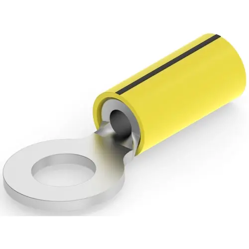 Isolierter Ringkabelschuh, 1,04-2,62 mm², AWG 16 bis 14, 3.68 mm, M6, gelb, 2-323682-1 Top-Seller
