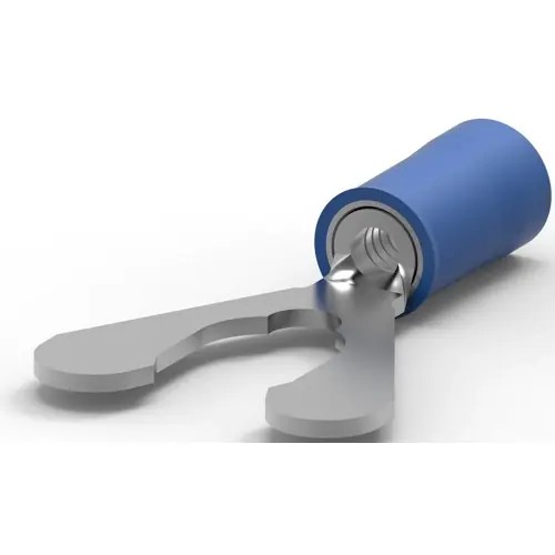 Letzte Chance Isolierter Gabelkabelschuh, 1,25-2,0 mm², AWG 16 bis 14, M6, blau, 52939