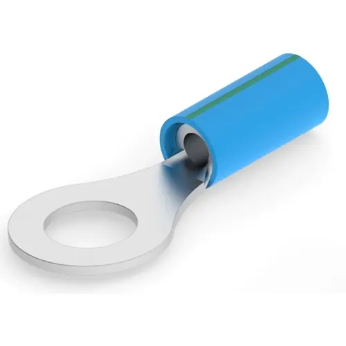Zertifiziert Isolierter Ringkabelschuh, 2,0-2,15 mm², AWG 14, 6.35 mm, M6, blau, 2-320563-4