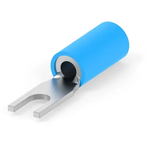Nur Für Kurze Zeit Isolierter Gabelkabelschuh, 1,25-2,0 mm², AWG 16 bis 14, M2,5, blau, 132528-1