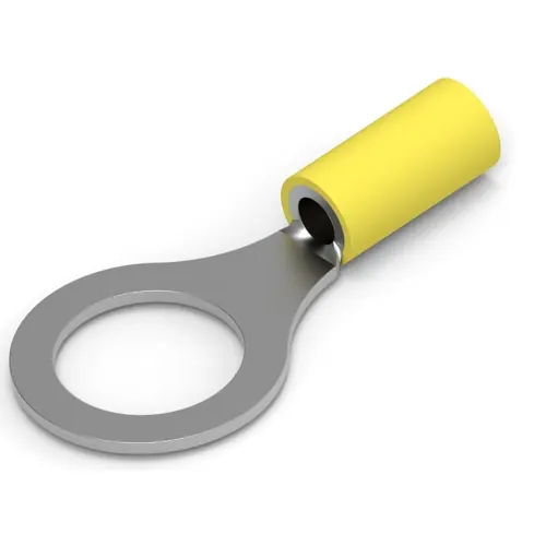 Nur Für Kurze Zeit Isolierter Ringkabelschuh, 2,62-6,64 mm², AWG 12 bis 10, 13.08 mm, M12, gelb, 34837
