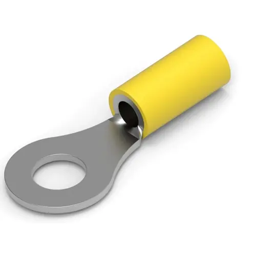 Billig Isolierter Ringkabelschuh, 2,62-6,64 mm², AWG 12 bis 10, 6.35 mm, M6, gelb, 34855