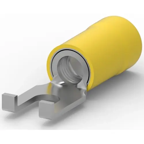 Garantierte Lieferung Isolierter Gabelkabelschuh, 3,31-5,26 mm², AWG 12 bis 10, 3.51 mm, M3,5, gelb, 324577
