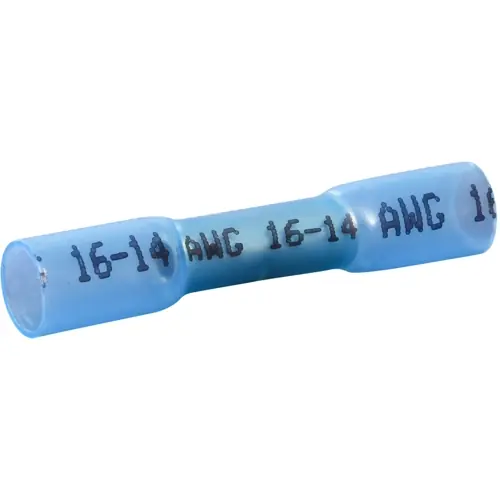 Stoßverbinder Set mit Wärmeschrumpfisolierung, 1,5-2,5 mm², AWG 16 bis 14, blau, 37 mm, 22C466, Packung mit 150 Stück Direkt Vom Hersteller