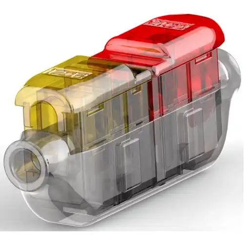 Wochenendangebot Stoßverbinder mit Isolation, 2,5-4,0 mm², AWG 18 bis 12, transparent/gelb/rot, 48 mm, 2213600-2