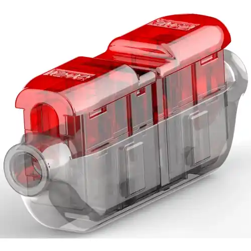 Jetzt Kaufen Stoßverbinder mit Isolation, 0,75-1,5 mm², AWG 18 bis 16, transparent/rot, 48 mm, 2213600-8