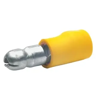 Rundstecker, Ø 5 mm, L 22 mm, isoliert, gerade, gelb, 4,0-6,0 mm², AWG 12-10, 1050 Highlight