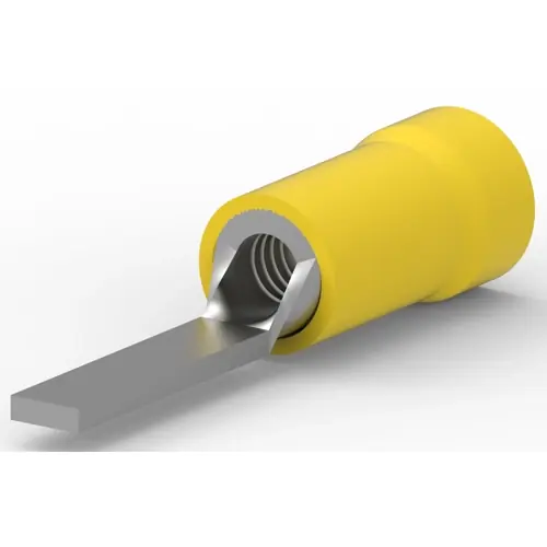 Kostenloser Rückversand Flachstecker, 3,175 x 1,07 mm, L 30.33 mm, isoliert, gerade, gelb, 3,0-6,0 mm², AWG 12 bis 10, 324543