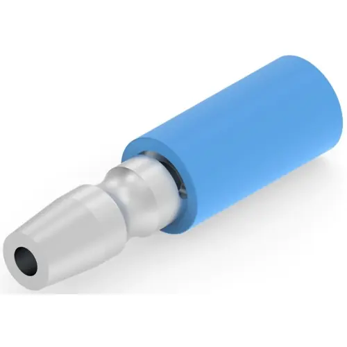 Rundstecker, Ø 4.086 mm, L 20.32 mm, isoliert, gerade, blau, 1,04-2,62 mm², AWG 16 bis 14, 1-324227-0 Echt