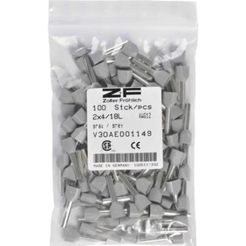 Isolierte Doppel-Aderendhülse, 16 mm², 38 mm/25 mm lang, DIN 46228-4, blau, V30AE001155 Saisonangebot