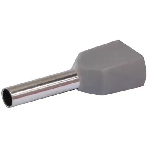 Beliebt Isolierte Doppel-Aderendhülse, 0,75 mm², 8 mm lang, grau, 22C434, Packung mit 100 Stück