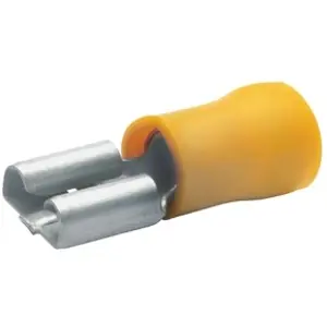 Isolierte Flachsteckhülse, 6,3 x 0,8 mm, 4,0 bis 6,0 mm², AWG 12 bis 10, Bronze, verzinnt, gelb, 750BZ Preisreduziert