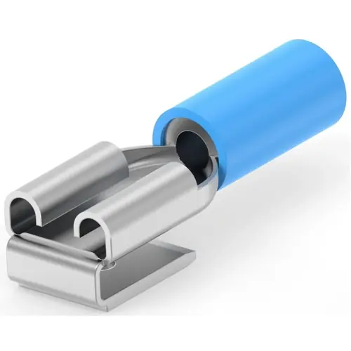 Sichere Zahlung Isolierte Flachsteckhülse, 6,35 x 0,81 mm, 1,0 bis 2,5 mm², AWG 17 bis 13, Phosphorbronze, verzinnt, blau, 9-160463-5